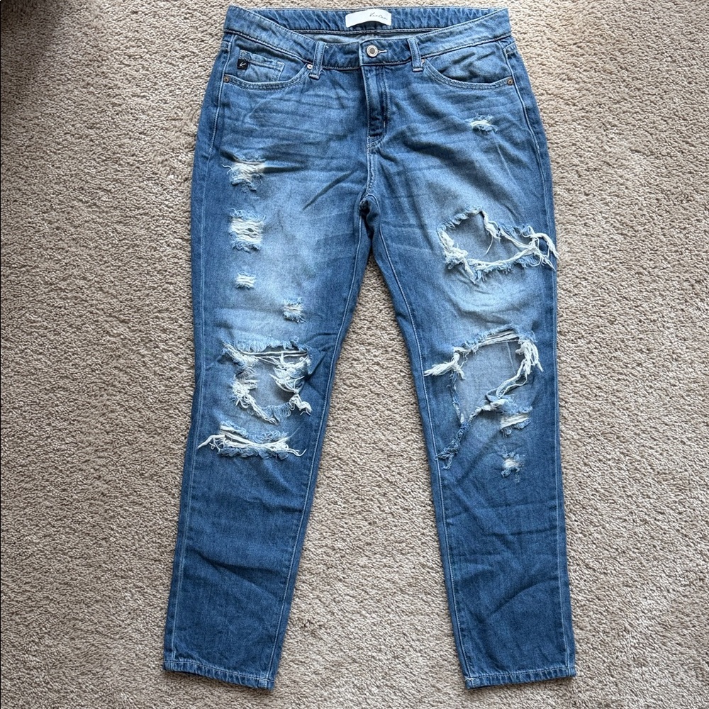 KanCan Distressed Medium Blue Boyfriend Jeans